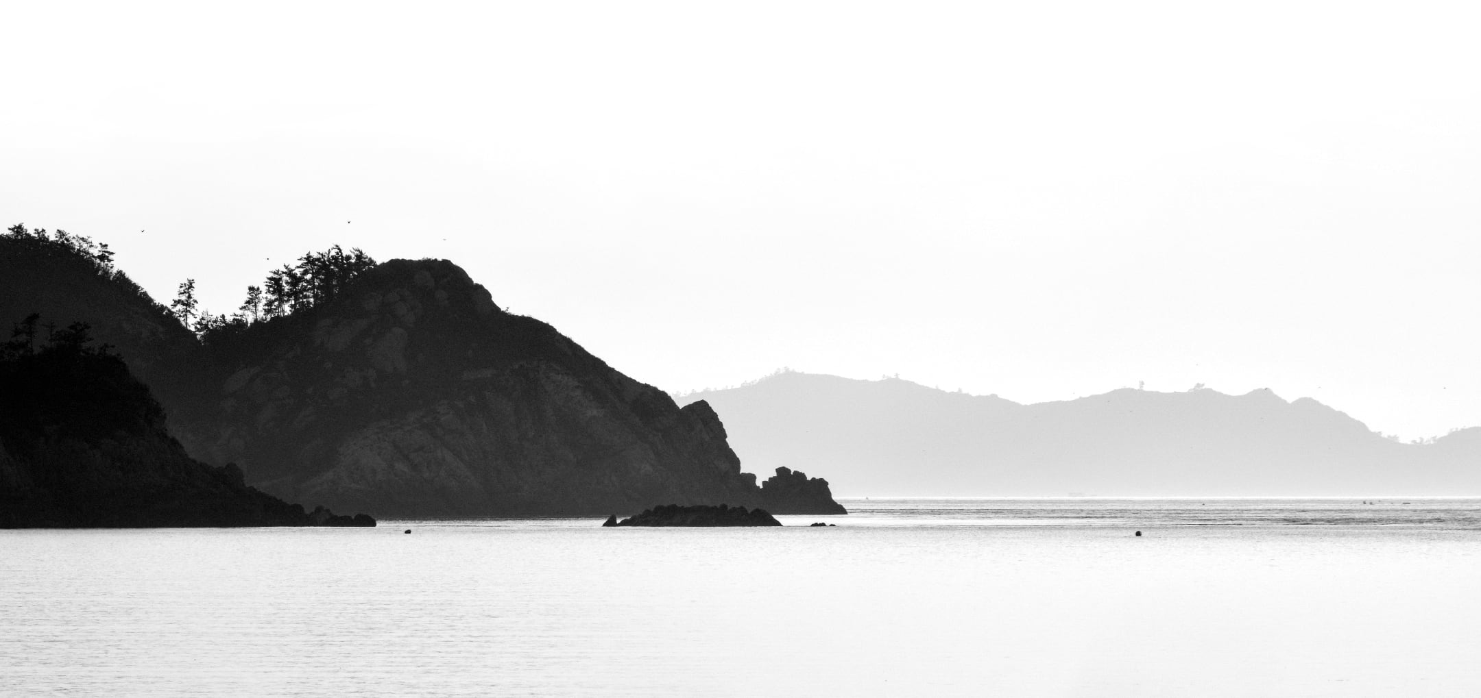 Black-and-white photograph of islands off the southwestern corner of Korea